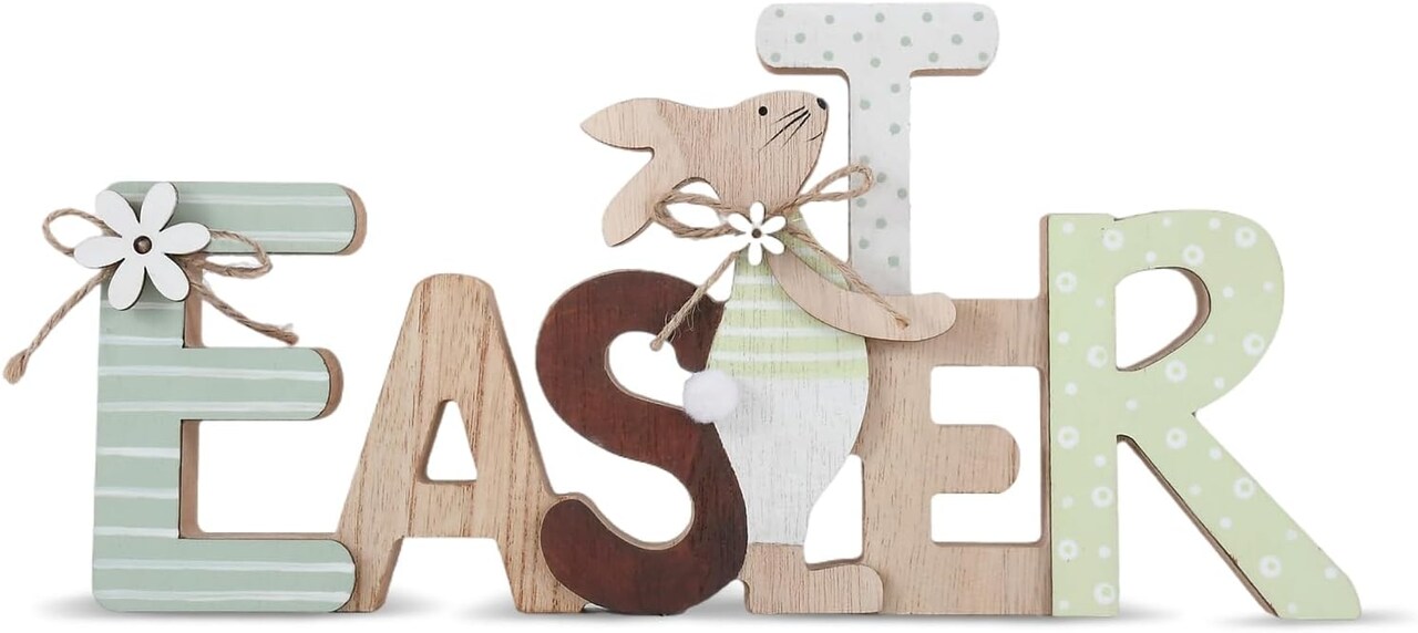 Easter Wooden Sign – Rustic Bunny Décor for Tiered Tray, Table, Mantel & More